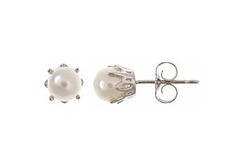 PEARL STUD EARRINGS 5mm ROUND 925 SILVER JUNE BIRTH STONE