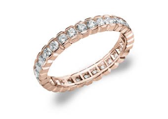 DIAMOND ETERNITY BAND WEDDING RING ROUND 14KT ROSE GOLD 1.00 CARAT BOX SETTING