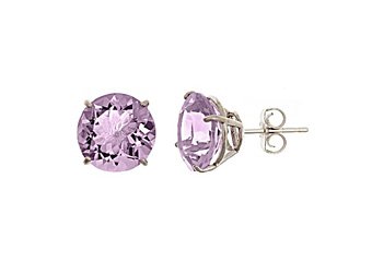 9.9 CARAT PINK AMETHYST STUD EARRINGS 11mm BRILLIANT ROUND CUT 925 SILVER