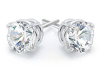 1/2 CARAT BRILLIANT ROUND CUT DIAMOND STUD EARRINGS 14KT WHITE GOLD SI