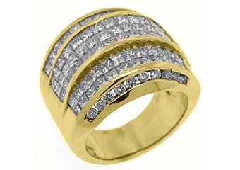 5 CARAT WOMENS PRINCESS CUT INVISIBLE DIAMOND RING WEDDING BAND YELLOW GOLD