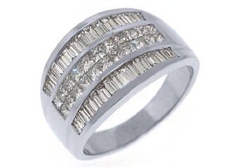 2.5CT WOMENS PRINCESS BAGUETTE INVISIBLE DIAMOND RING WEDDING BAND WHITE GOLD