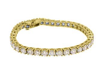 WOMENS DIAMOND TENNIS LINK BRACELET 10.50 CARAT ROUND CUT YELLOW GOLD 7" INCH