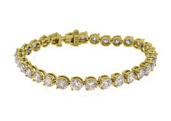 WOMENS DIAMOND TENNIS LINK BRACELET 12.50 CARAT ROUND CUT YELLOW GOLD 7" INCH