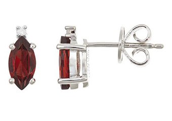 1.22 CARAT GARNET & DIAMOND EARRINGS MARQUISE SHAPE JANUARY BIRTH STONE