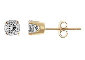 .60 CARAT WHITE TOPAZ STUD EARRINGS 4mm ROUND 14K YELLOW GOLD APRIL BIRTH STONE