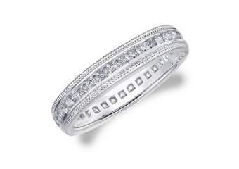 DIAMOND ETERNITY BAND WEDDING RING ROUND 14KT WHITE GOLD .50 CARAT MILGRAIN