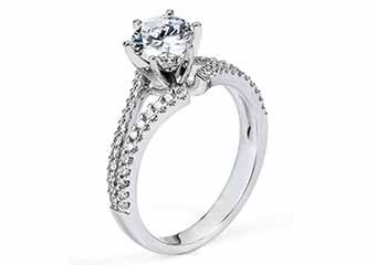 WOMENS DIAMOND ENGAGEMENT RING ROUND CUT 1.34 CARAT 14K WHITE GOLD