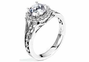 WOMENS DIAMOND ENGAGEMENT HALO RING ROUND CUT 1.45 CARAT 14K WHITE GOLD