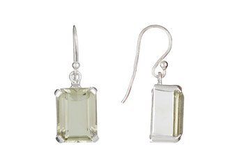 13.5 CARAT GREEN AMETHYST DANGLE EARRINGS EMERALD CUT 925 STERLING SILVER