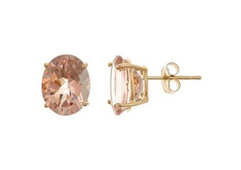 4.5 CARAT MORGANITE STUD EARRINGS EAR RINGS OVAL SHAPE 14KT YELLOW GOLD