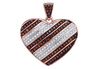 .31 Carat Red & White Diamond Heart Pendant Round Cut Rose Gold