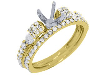 1.10 CARAT WOMENS DIAMOND ENGAGEMENT RING SEMI-MOUNT SET ROUND CUT YELLOW GOLD