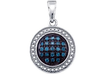 .20 Carat Blue Diamond Pendant Brilliant Round Cut White Gold