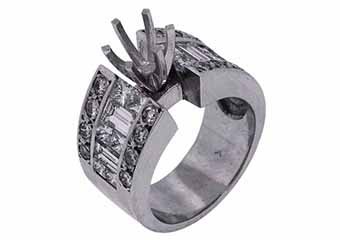 2.65 CARAT WOMENS DIAMOND ENGAGEMENT RING SEMI-MOUNT PRINCESS CUT WHITE GOLD