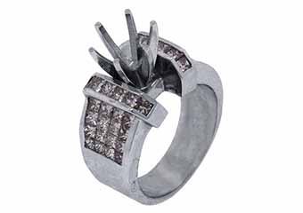 2.25 CARAT WOMENS DIAMOND ENGAGEMENT RING SEMI-MOUNT PRINCESS CUT WHITE GOLD