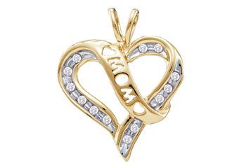 Diamond Mom Pendant Mothers Day Gift 10k Yellow Gold .12 Carats