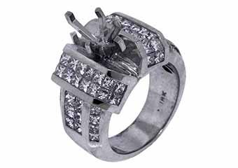 3.88 CARAT WOMENS DIAMOND ENGAGEMENT RING SEMI-MOUNT PRINCESS CUT WHITE GOLD