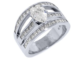 3 CARAT WOMENS DIAMOND ENGAGEMENT WEDDING RING PEAR SHAPE PRINCESS WHITE GOLD