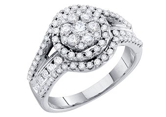 1.01 CARAT WOMENS DIAMOND ENGAGEMENT HALO RING BRILLIANT ROUND SHAPE WHITE GOLD