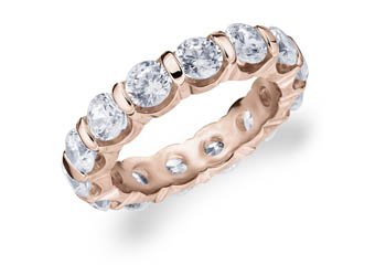 DIAMOND ETERNITY BAND WEDDING RING ROUND BAR SET 14K ROSE GOLD 5.00 CARATS