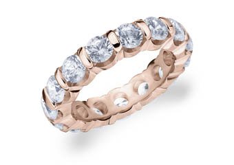 DIAMOND ETERNITY BAND WEDDING RING ROUND BAR SET 14K ROSE GOLD 4.00 CARATS