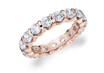 DIAMOND ETERNITY BAND WEDDING RING ROUND BAR SET 14K ROSE GOLD 3.00 CARATS