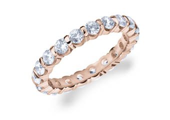 DIAMOND ETERNITY BAND WEDDING RING ROUND BAR SET 14K ROSE GOLD 1.50 CARATS