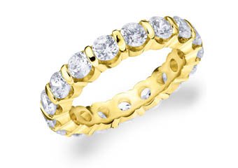 DIAMOND ETERNITY BAND WEDDING RING ROUND BAR SET 14K YELLOW GOLD 3.00 CARATS
