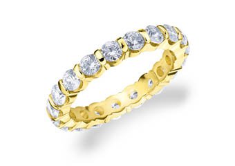 DIAMOND ETERNITY BAND WEDDING RING ROUND BAR SET 14K YELLOW GOLD 2.00 CARATS