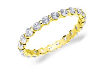 DIAMOND ETERNITY BAND WEDDING RING ROUND BAR SET 14K YELLOW GOLD 1 CARAT