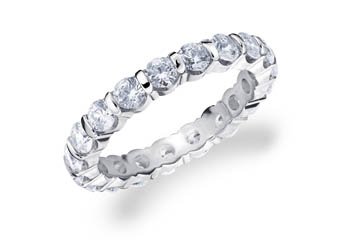 DIAMOND ETERNITY BAND WEDDING RING ROUND BAR SET 14K WHITE GOLD 2.00 CARATS