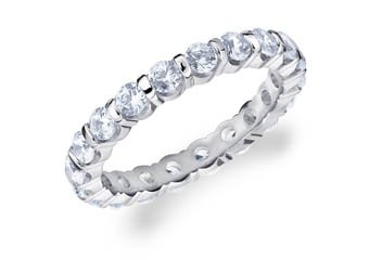 DIAMOND ETERNITY BAND WEDDING RING ROUND BAR SET 14K WHITE GOLD 1.50 CARATS