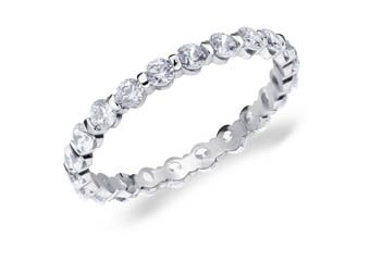DIAMOND ETERNITY BAND WEDDING RING ROUND BAR SET 14K WHITE GOLD 1 CARAT