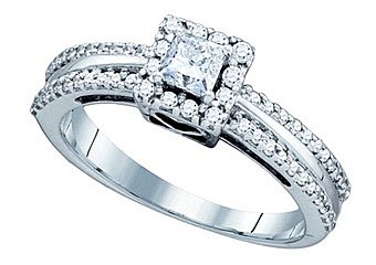 .52 CARAT WOMENS DIAMOND ENGAGEMENT HALO RING PRINCESS CUT SQUARE WHITE GOLD