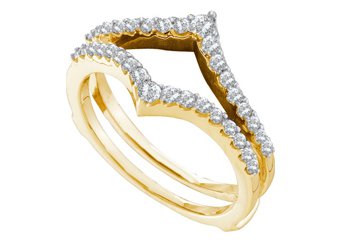 .47 CARAT WOMENS BRILLIANT ROUND CUT DIAMOND RING GUARD WEDDING BAND YELLOW GOLD