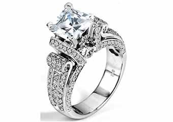 WOMENS DIAMOND ENGAGEMENT RING PRINCESS CUT 2.20 CARAT 14K WHITE GOLD