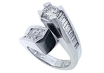 3 CARAT WOMENS DIAMOND ENGAGEMENT RING ROUND PRINCESS BAGUETTE CUT WHITE GOLD