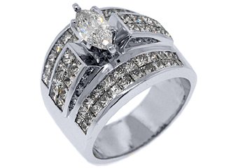 5 CARAT WOMENS DIAMOND ENGAGEMENT RING MARQUISE PRINCESS INVISIBLE WHITE GOLD