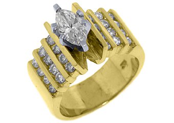 1.83 CARAT WOMENS DIAMOND ENGAGEMENT WEDDING RING MARQUISE ROUND CUT YELLOW GOLD