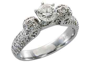 2 CARAT WOMENS ANTIQUE DIAMOND ENGAGEMENT WEDDING RING ROUND CUT PAVE WHITE GOLD