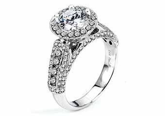 WOMENS DIAMOND ENGAGEMENT HALO RING ROUND CUT 2.11 CARAT 14K WHITE GOLD