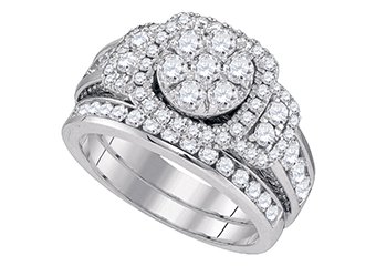 WOMENS DIAMOND ENGAGEMENT HALO RING WEDDING BAND BRIDAL SET ROUND CUT 2 CARATS
