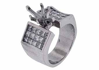 2.58 CARAT WOMENS DIAMOND ENGAGEMENT RING SEMI-MOUNT PRINCESS CUT WHITE GOLD