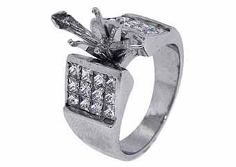 1.38 CARAT WOMENS DIAMOND ENGAGEMENT RING SEMI-MOUNT PRINCESS CUT WHITE GOLD