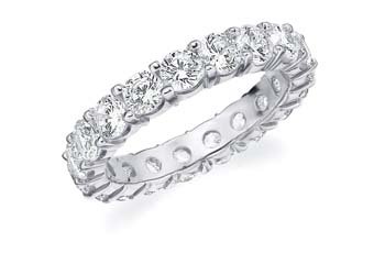 DIAMOND ETERNITY BAND WEDDING RING ROUND SHARED PRONG 14K WHITE GOLD 3 CARATS