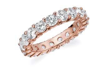DIAMOND ETERNITY BAND WEDDING RING ROUND SHARED PRONG 14K ROSE GOLD 3 CARATS