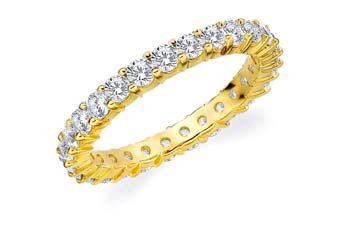 DIAMOND ETERNITY BAND WEDDING RING ROUND SHARED PRONG 14K YELLOW GOLD 1.5 CARAT