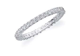DIAMOND ETERNITY BAND WEDDING RING ROUND SHARED PRONG 14K WHITE GOLD .50 CARAT