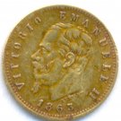 1863 GOLD 5 LIRE ITALY, RARE TWO YEAR ISSUE